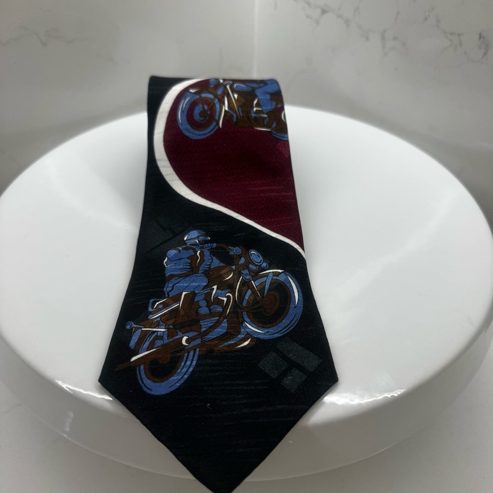 Vintage Bugle Boy dirt bike motorcycle neck tie
